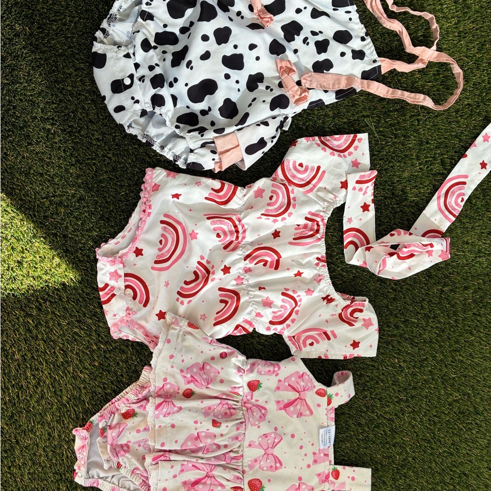 Baby Girl Pink Rainbow Romper - Cute Pink & White Print